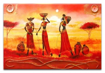 Sonnenuntergang der afrikanischen Frauen Handarbeit Ölbilder G02718