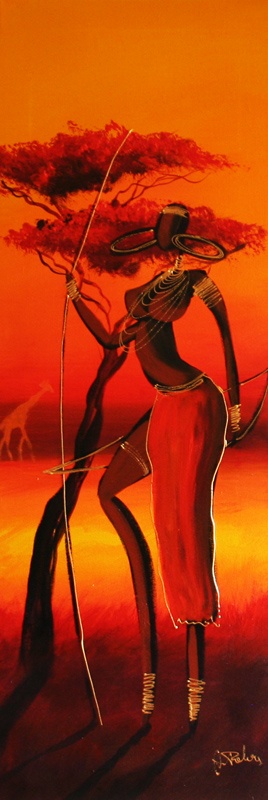 Afrikanische Eleganz Handarbeit Ölbilder Gemälde Leinwand Ölbild G05307
