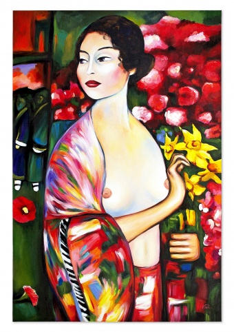 „Blumen und Schönheit“ Handarbeit Ölbilder Gemälde Leinwand G119893