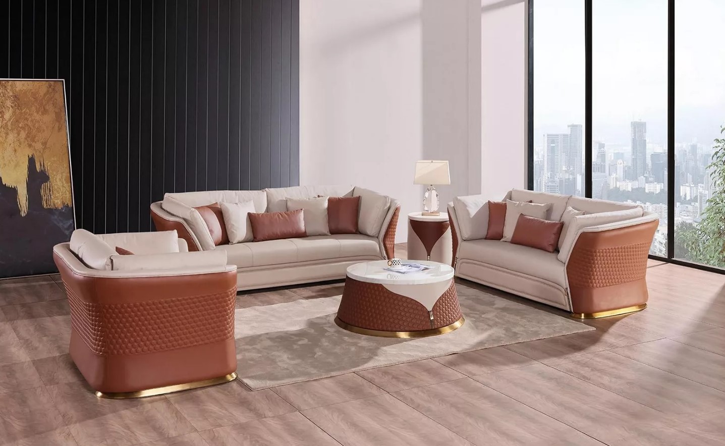 Couchen Sofas Polster Leder 3+2 Sitzer Sofagarnitur Set Designer Garnituren Sofort