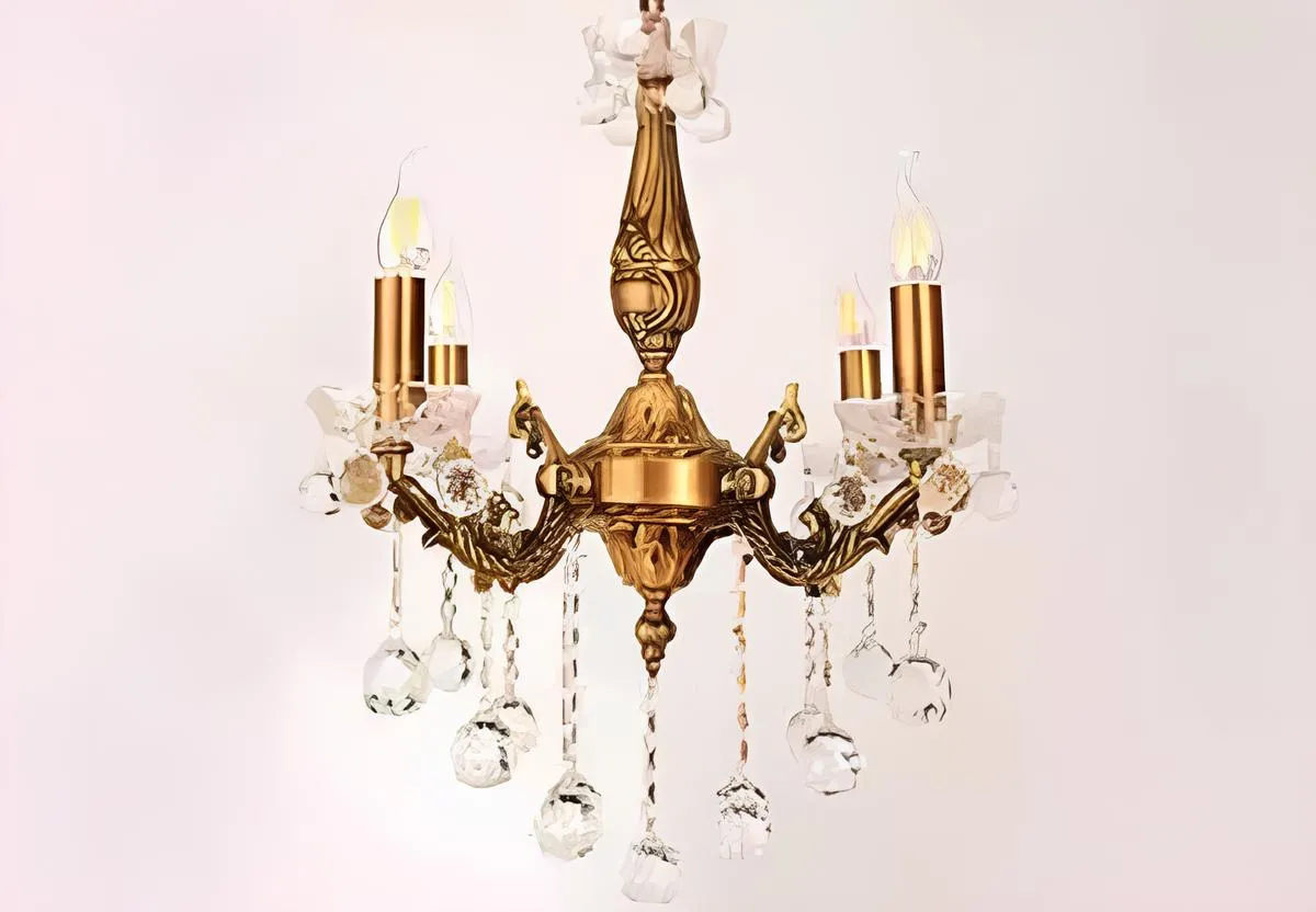 Kronleuchter Deckenleuchter Luxus Gold Deckenlampe Lüster Kristall Art