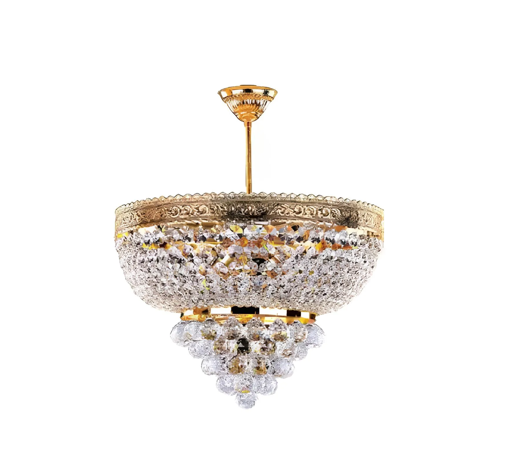 Runder Kronleuchter Luxus Deckenleuchter Lüster Deckenlampe Kristall Gold 50x60