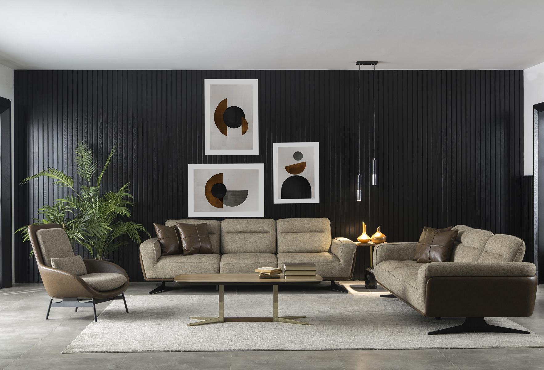 Design Wohnzimmer Set Stoff Sofa Couchgarnitur Sofagarnitur Set Möbel