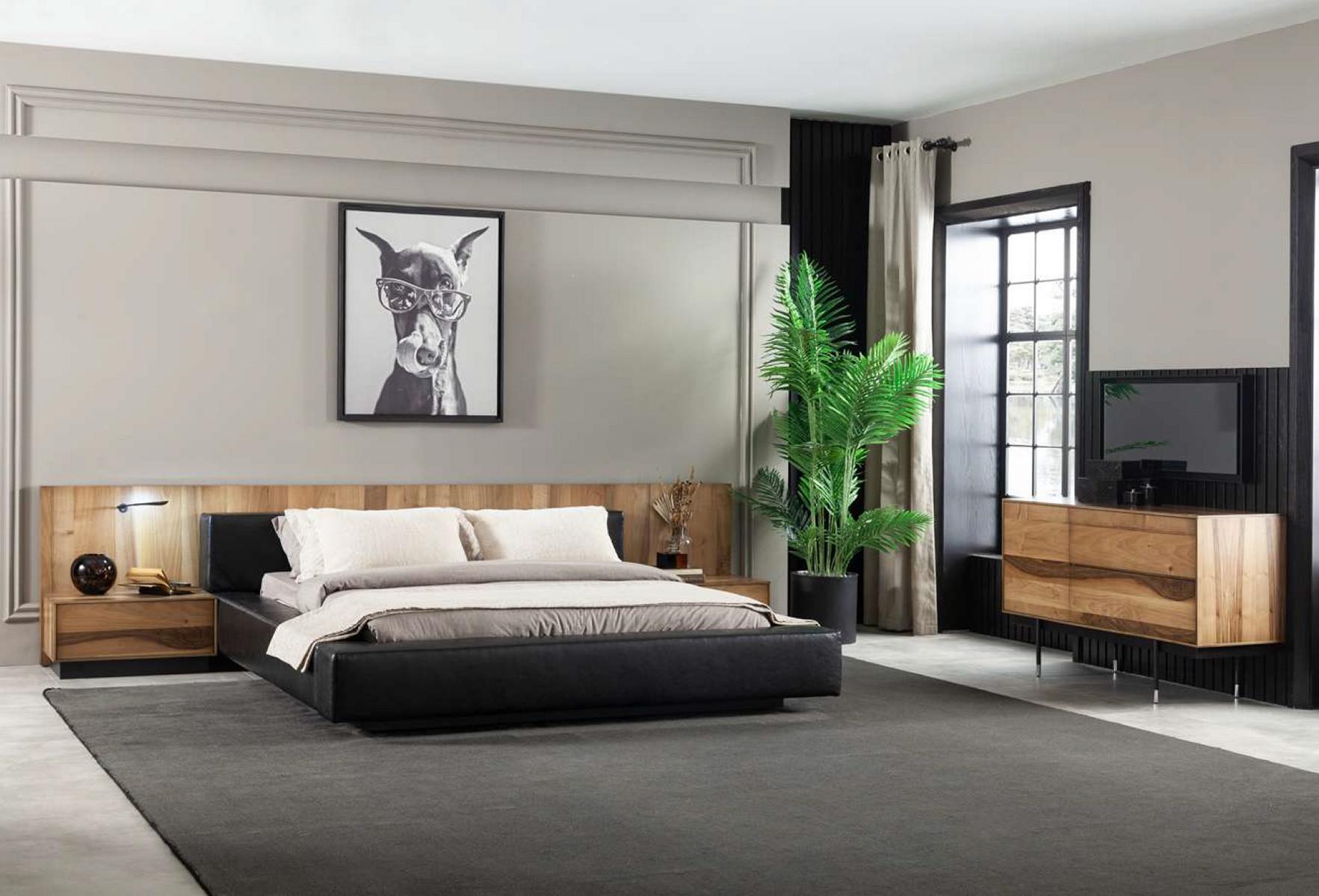 Schlafzimmer-Set 4-teilig in Braun luxuriöser komfortabler moderner