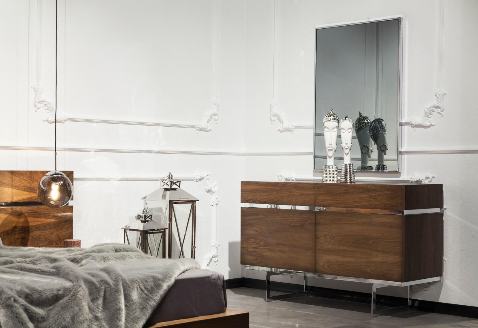 Luxus Kommode 130cm Sideboard mit Spiegel 2tlg. Set Braunes Regal Möbel
