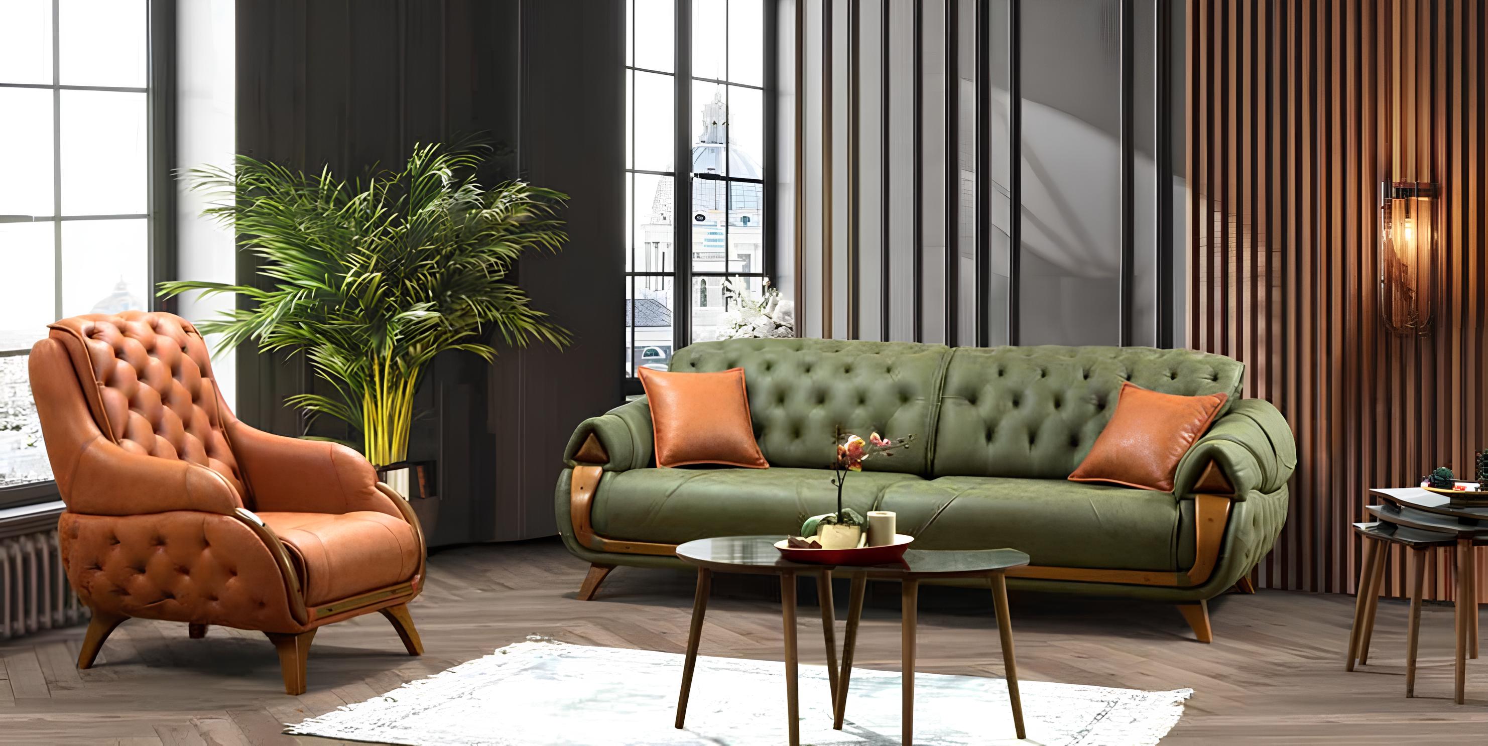Sofagarnitur 3+1 Sitzer Gruppe Sofa Sessel Chesterfield Sofas Couch Set Luxus