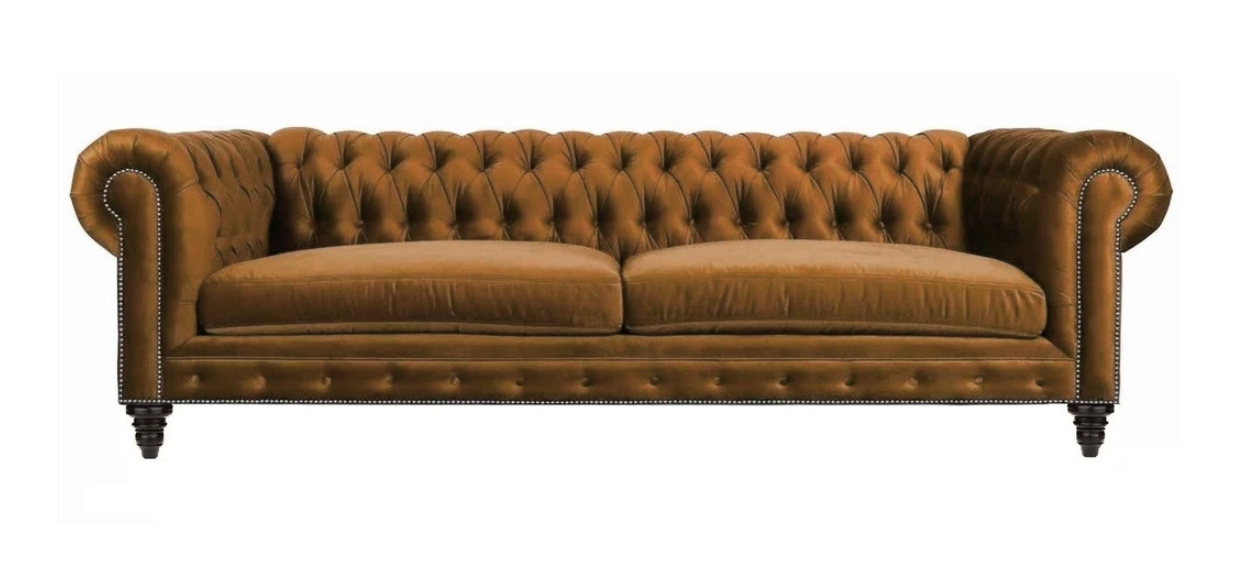 Chesterfield Dreisitzer Kreative Möbel Textil Stoff Orange Neu Wohnzimmer Modern