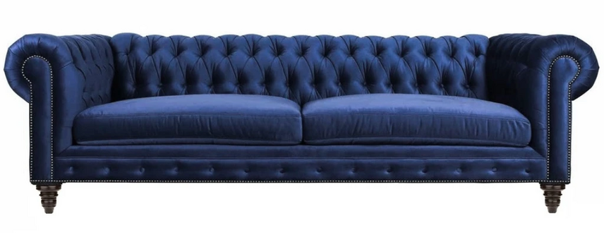 Chesterfield Dreisitzer Blau Neu Wohnzimmer Modern Kreative Möbel Textil Stoff