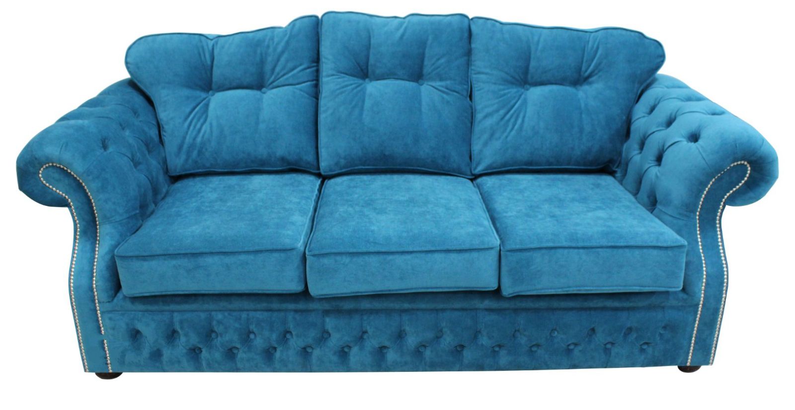 Blaue Chesterfield Stoff Polster Dreisitzer Wohnzimmer Couch Design jvmoebel ®