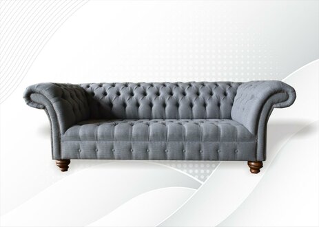 Dreisitzer Couch Polster Design Sofa 3er Sitz Sofas Zimmer Grau Chesterfield Neu