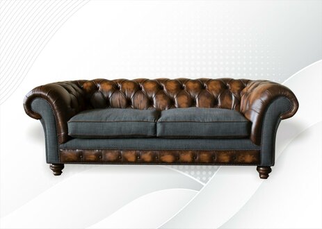 Dreisitzer Couch Polster Design Sofa 3er Sofas Zimmer Braun 220cm Chesterfield