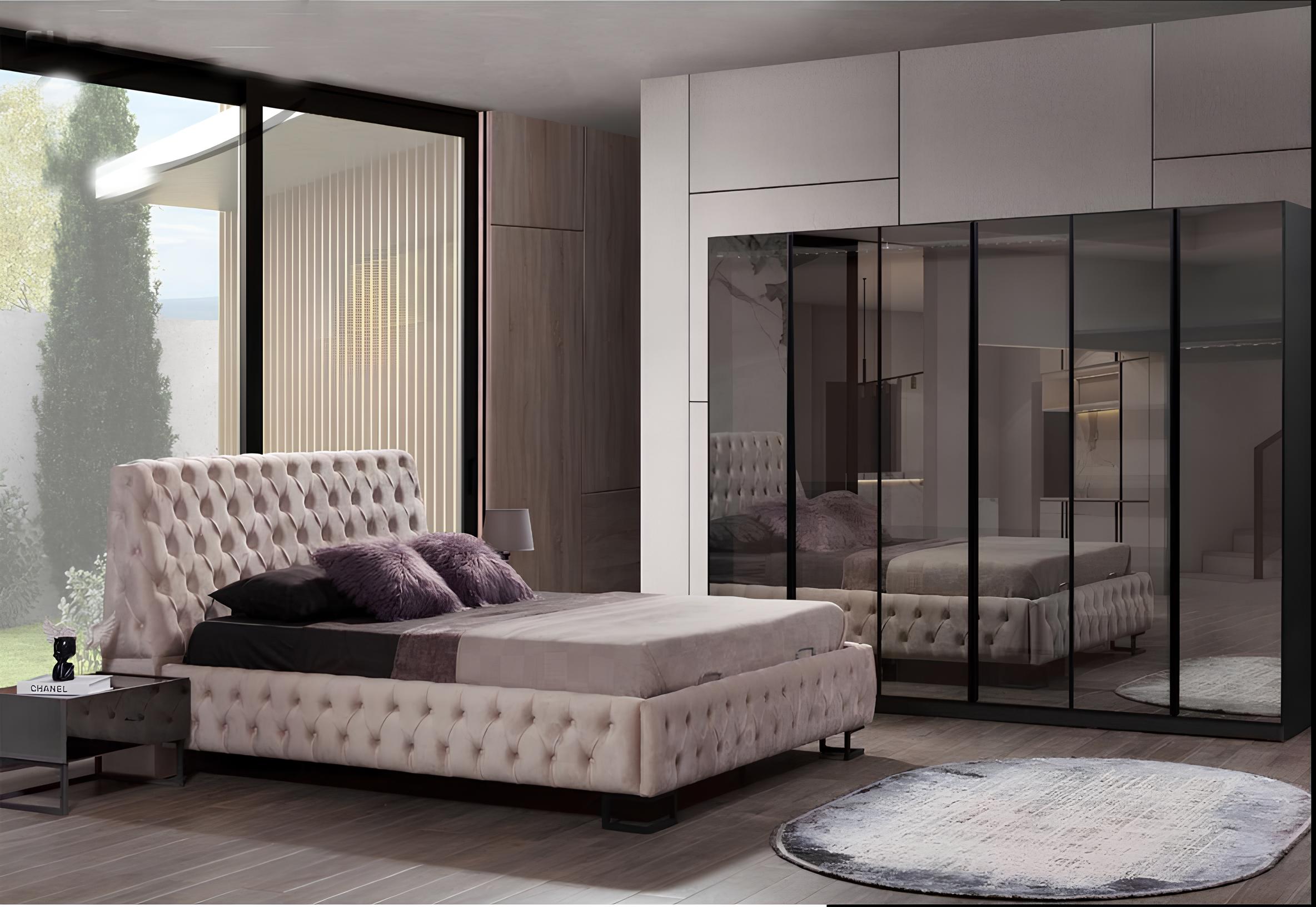 Luxuriöses Schlafzimmer Set Designer Möbel Luxus Bett Holz Kleiderschrank