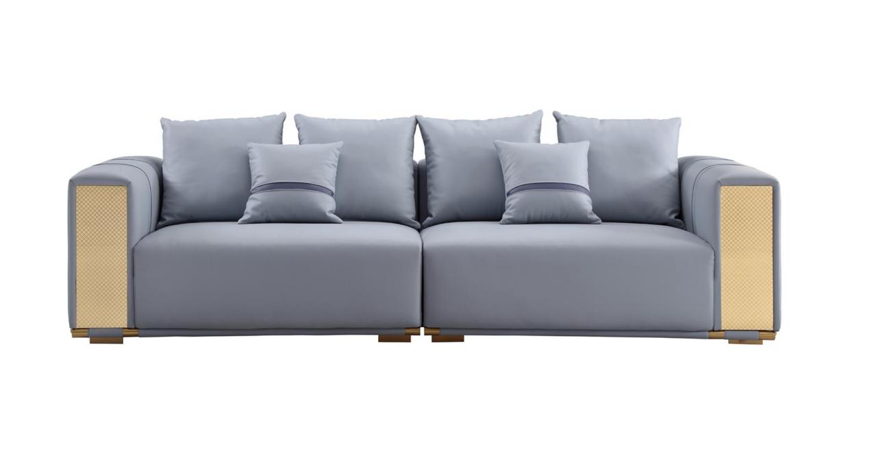 Luxus Sofa 4 Sitzer Polstersofa Blau Textil Sitz Design Couch Modern Neu