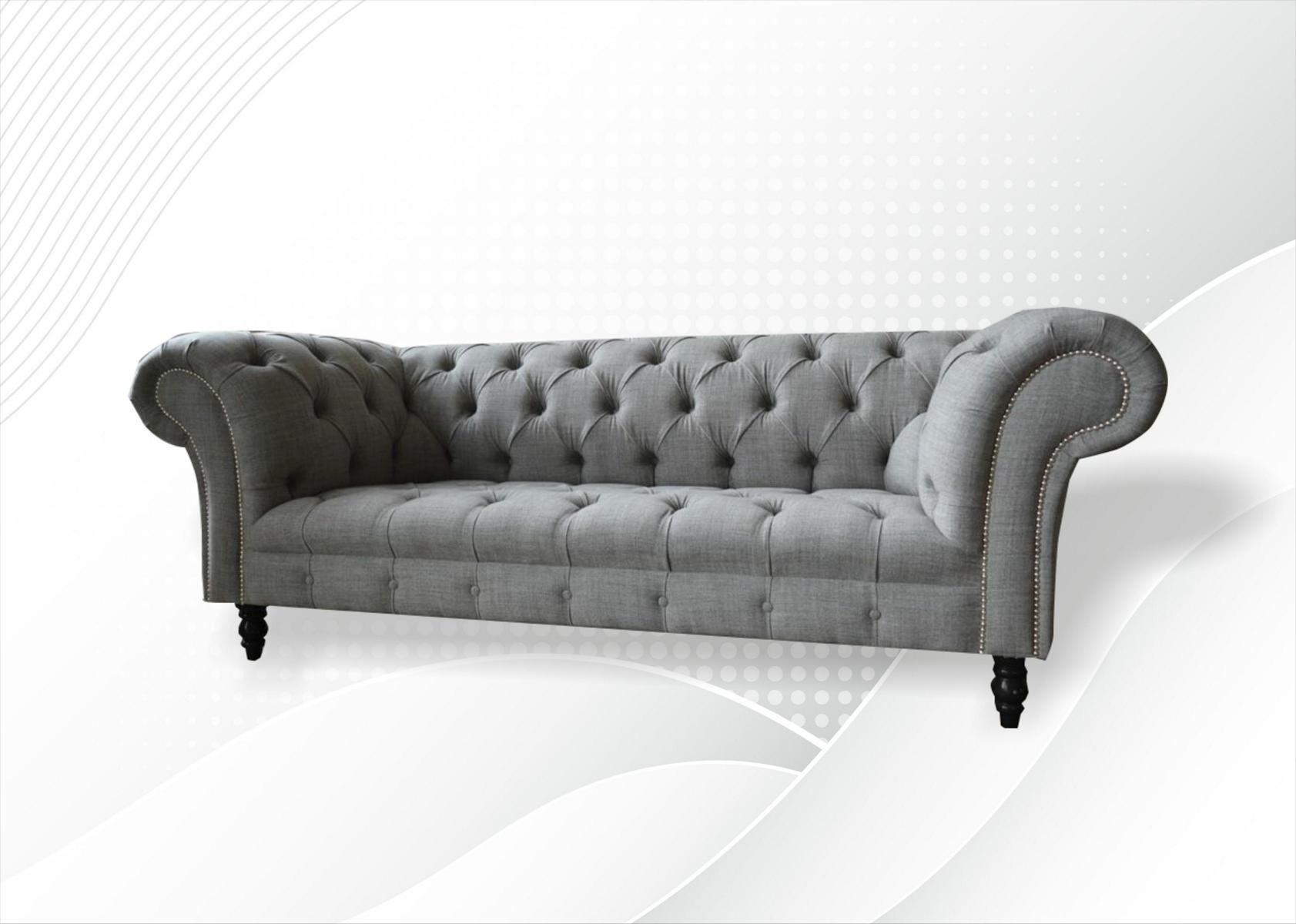 Chesterfield 3 Sitzer Designer Sofa Polster Sofas Couchen Stoff Textil 220cm Neu