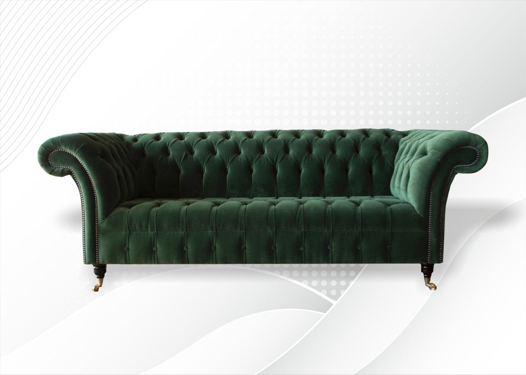 Chesterfield 3 Sitzer Sofas Polster Sitz Couch Sofa Garnitur Big Couchen Grüne