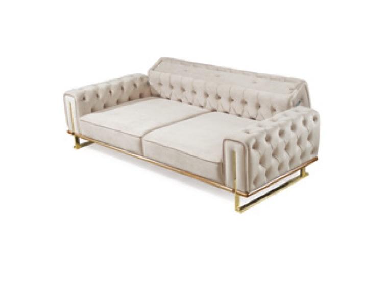 Sofa Beige 3 Sitzer Wohnzimmer Luxus Design Chesterfield Italienischer Stil