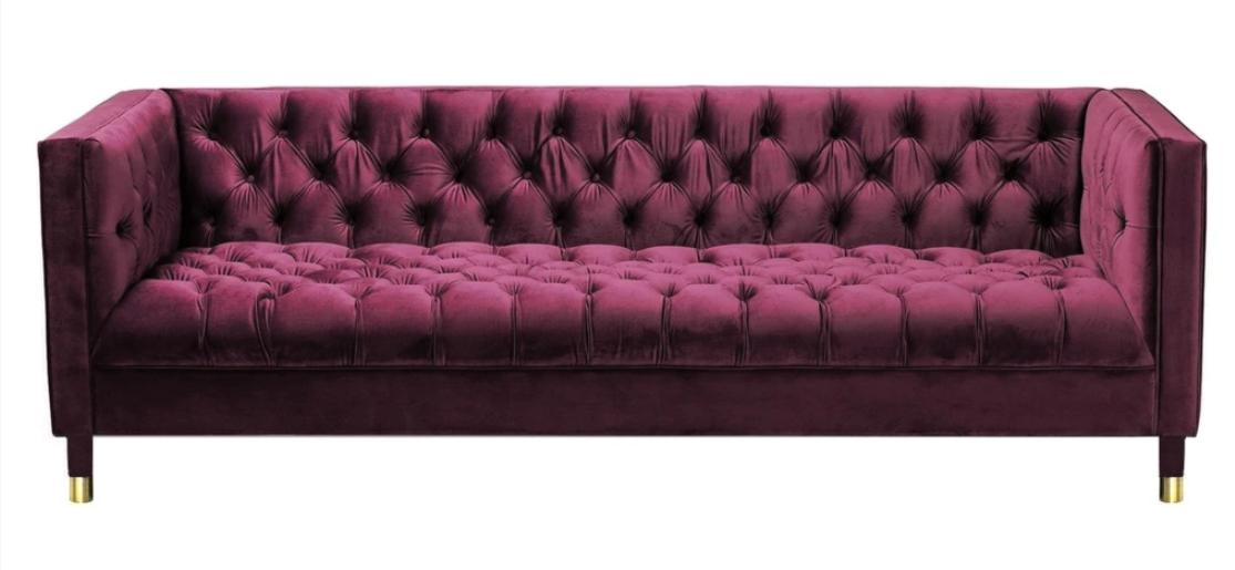 Burgund Dreisitzer Stoff Wohnzimmer Design Couchen Polster Sofa Chesterfield Neu