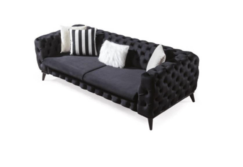 Sofa 3 Sitzer Schwarz Luxus Möbel Chesterfield Möbel Textil Schlafsofa Bett 3er