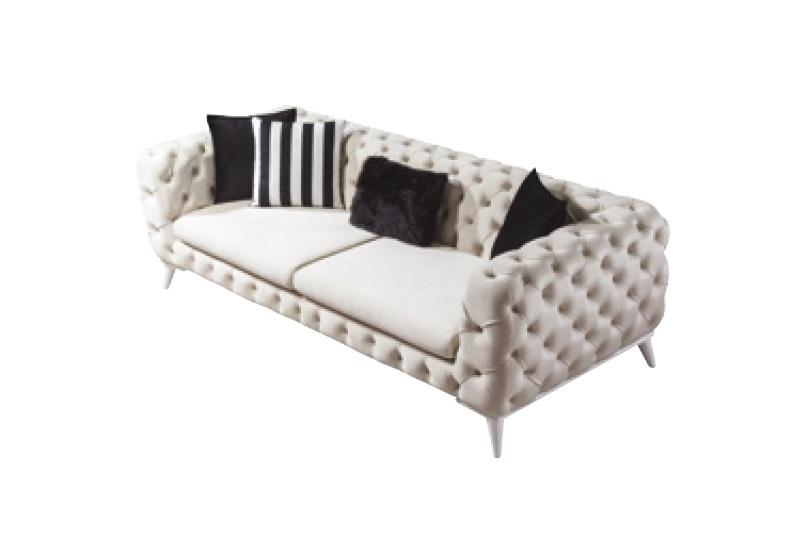 Sofa 3 Sitzer Weiß Luxus Möbel Chesterfield Möbel Textil Italienischer Stil Neu