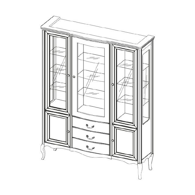 Großer Schrank Massiv Echtholz Rustikal Klassische Vitrine Vitrinenschrank PR-W3