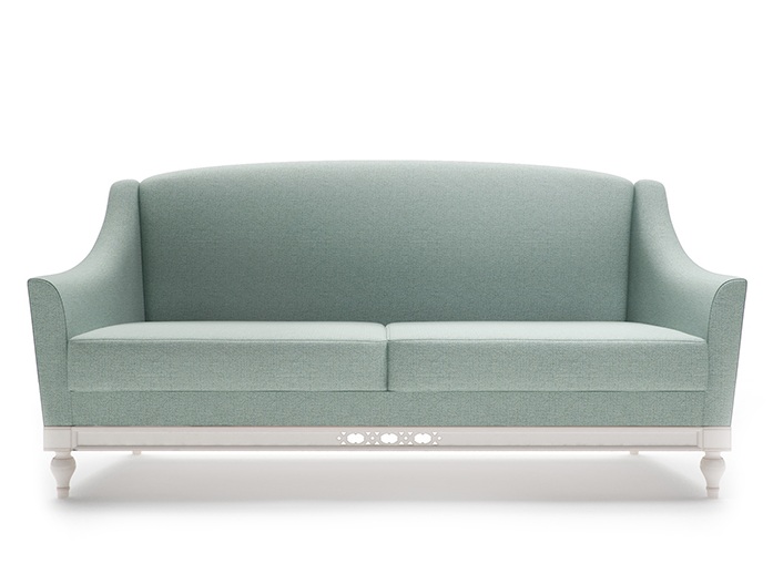 Chippendale Sofa 3 Sitzer Landhaus Stoffsofa mit Holz Designer Garnitur FL-3Siz