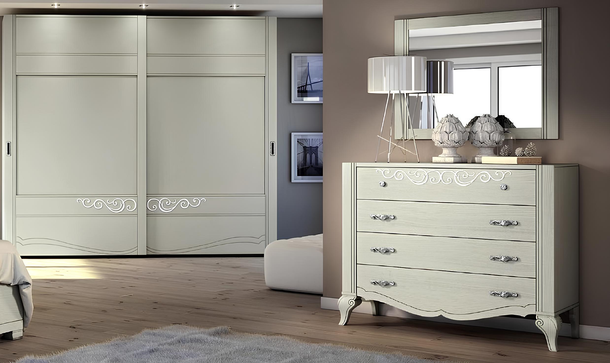 Kommode Spiegel Schrank Kommoden Regal Konsole Möbel Holzschrank Italy Set 2tlg.