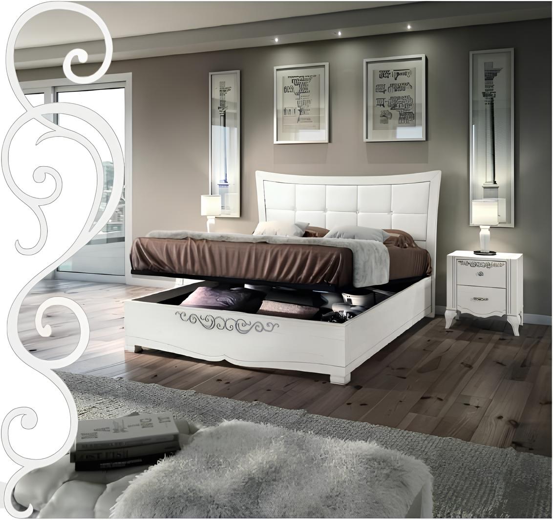 Garnitur Set 3tlg Schlafzimmer Bett Nachttisch Doppel Holz Modern Gruppe Betten