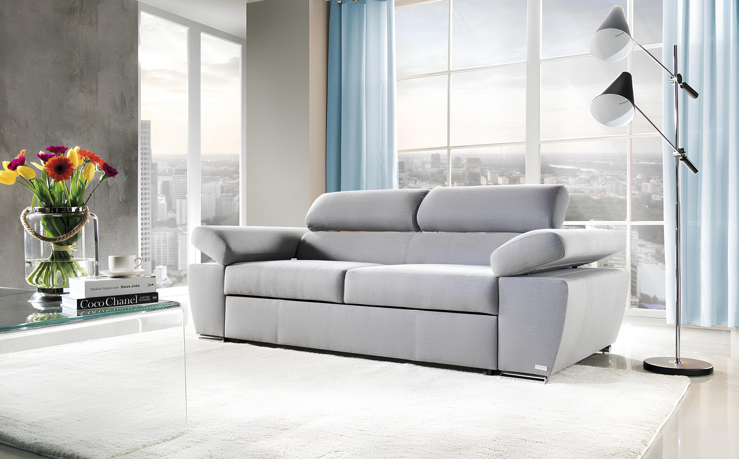 Sofa 2 Sitzer Design Polster Modern Textil Stoff Sofas Bettfunktion Zweisitzer