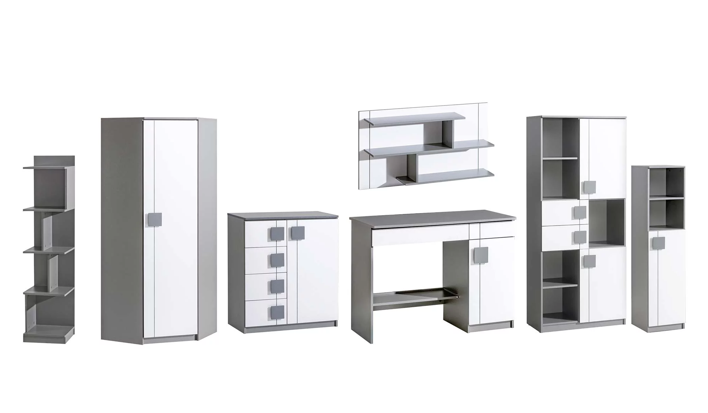 Kinderzimmer Jugendzimmer 7 tlg. Möbel Eck Kleiderschrank Schreibtisch Kommode