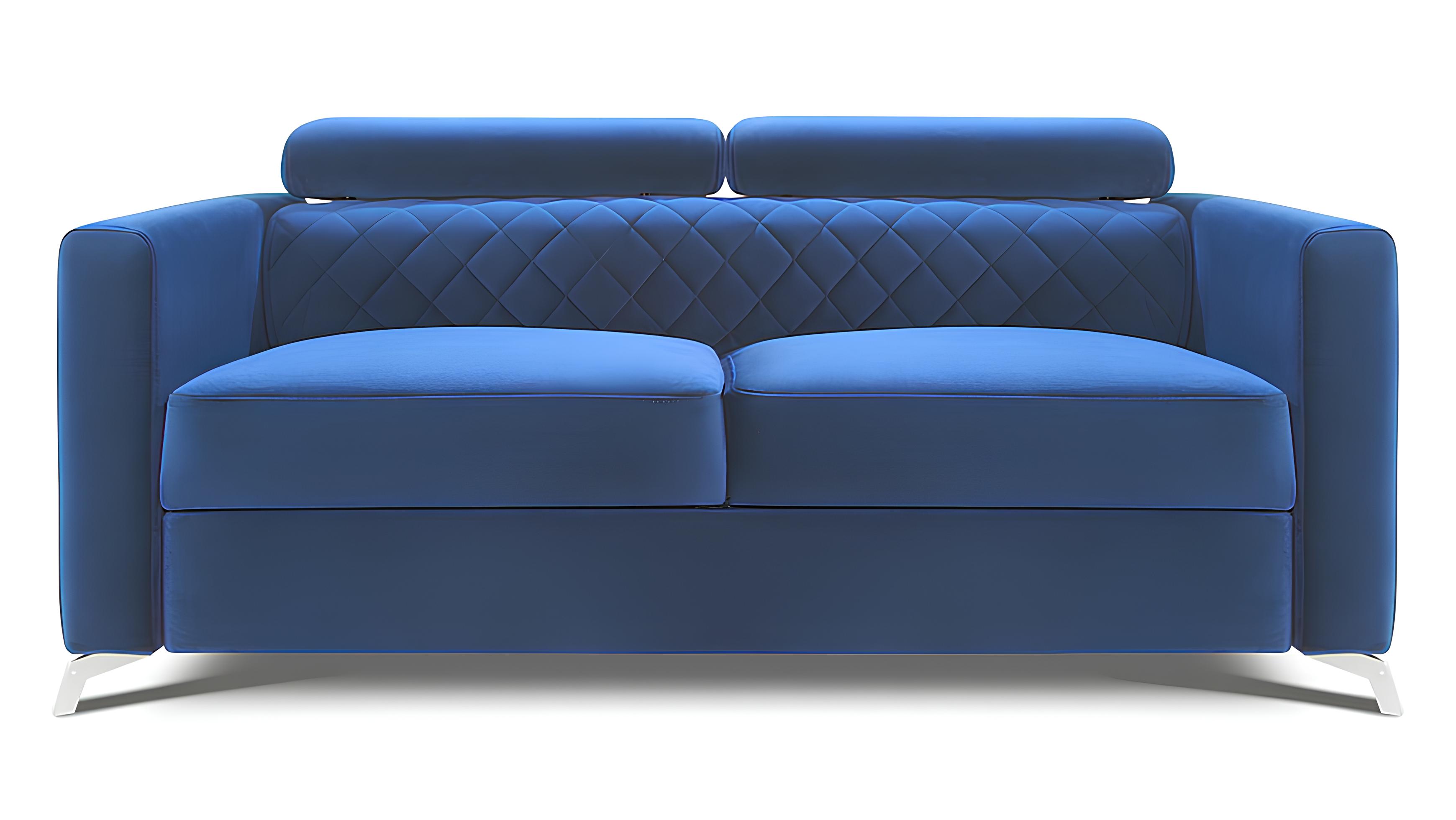 Sofa 2 Sitzer Couch Design Polster Modern Textil Stoff Blau Sitz Sofas