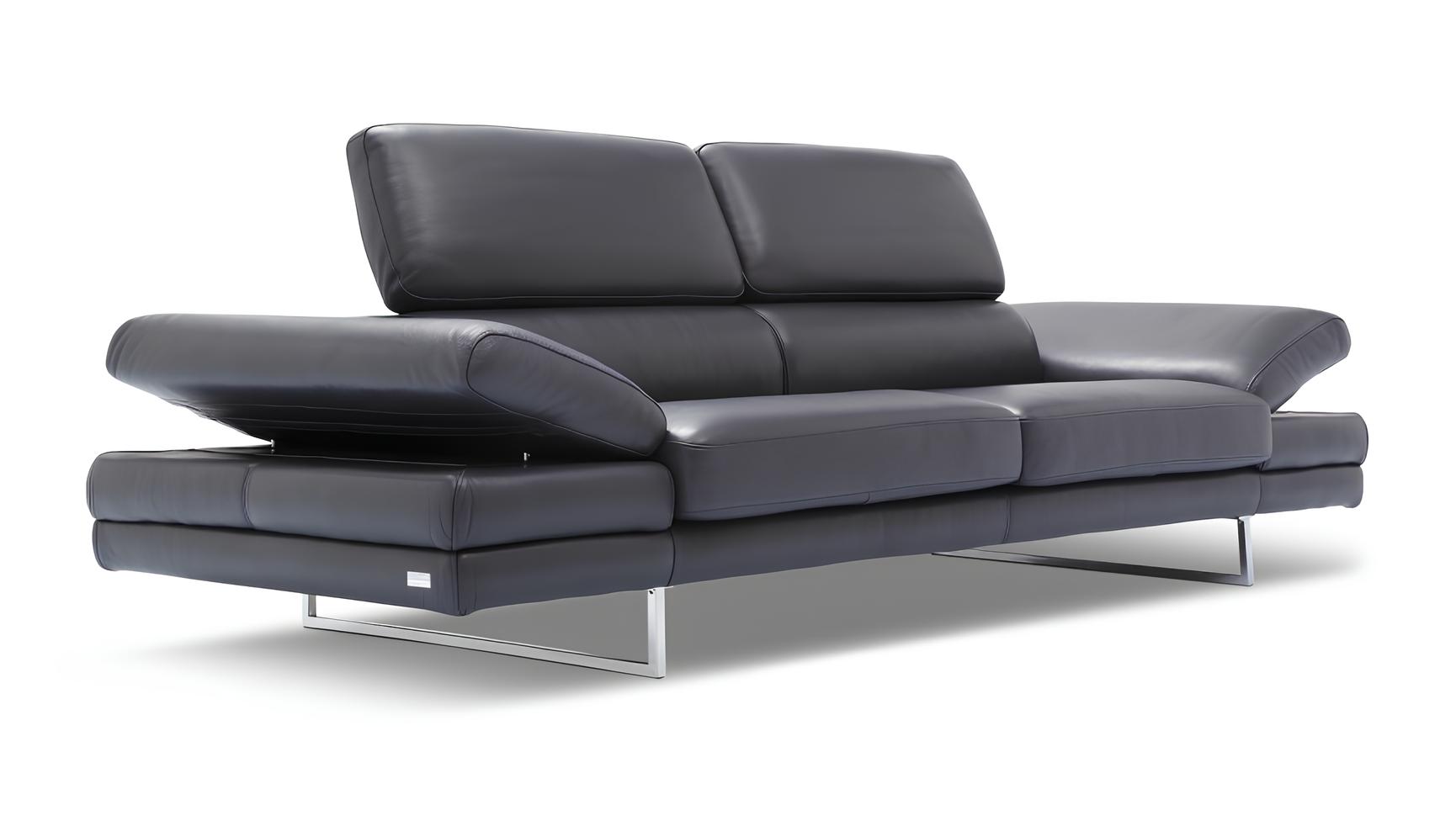 Couch 2 Sitzer Sofa 100% Italienisches Leder Couch Design Polster Modern Schwarz