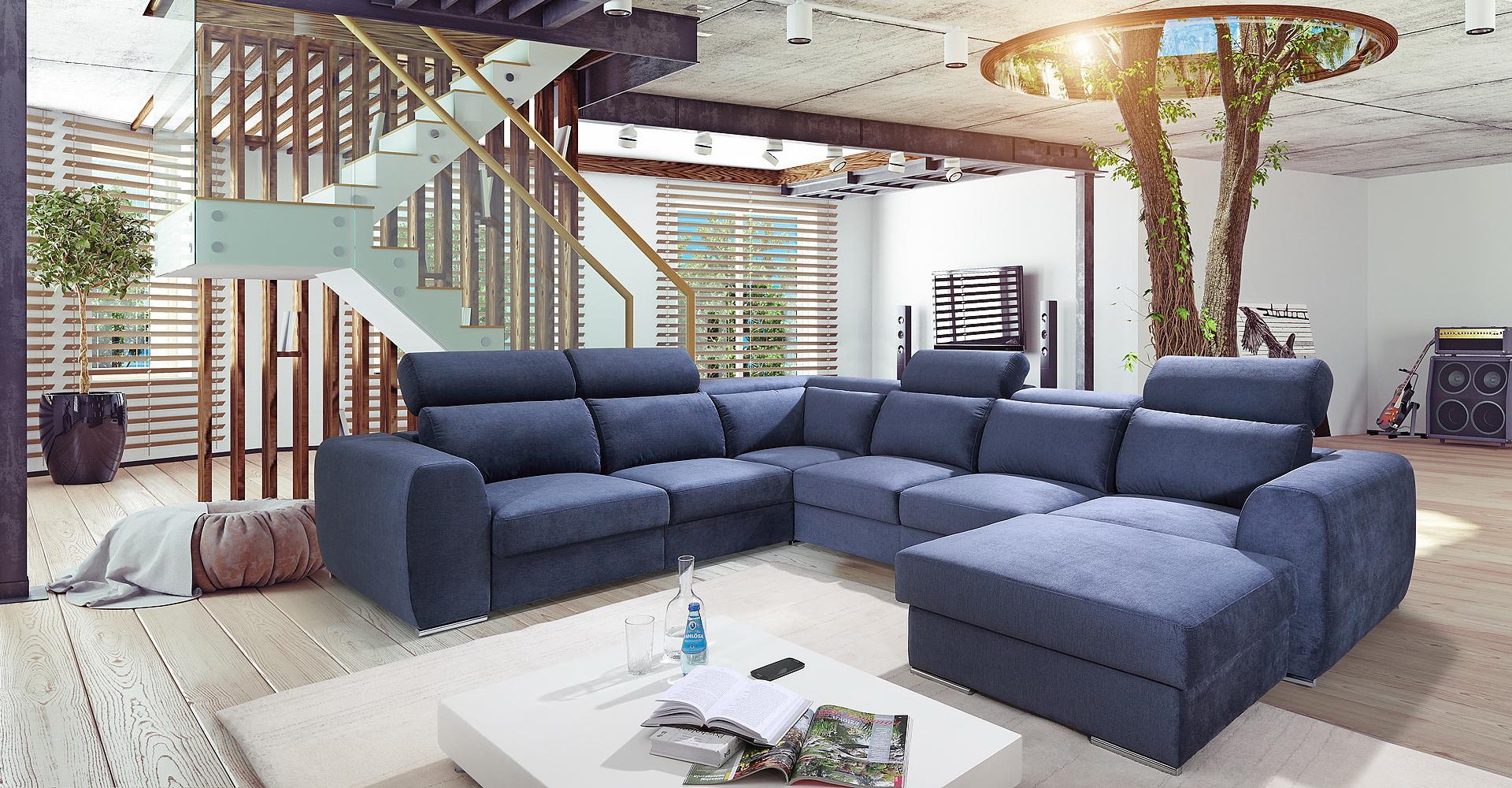 Wohnlandschaft Ecksofa Stoff U-Form Couch Design Polster Textil Eck Modern Sofas