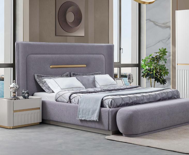 Bett Doppelbett Luxus Grau Modern Design Schlafzimmer Möbel Einrichtung