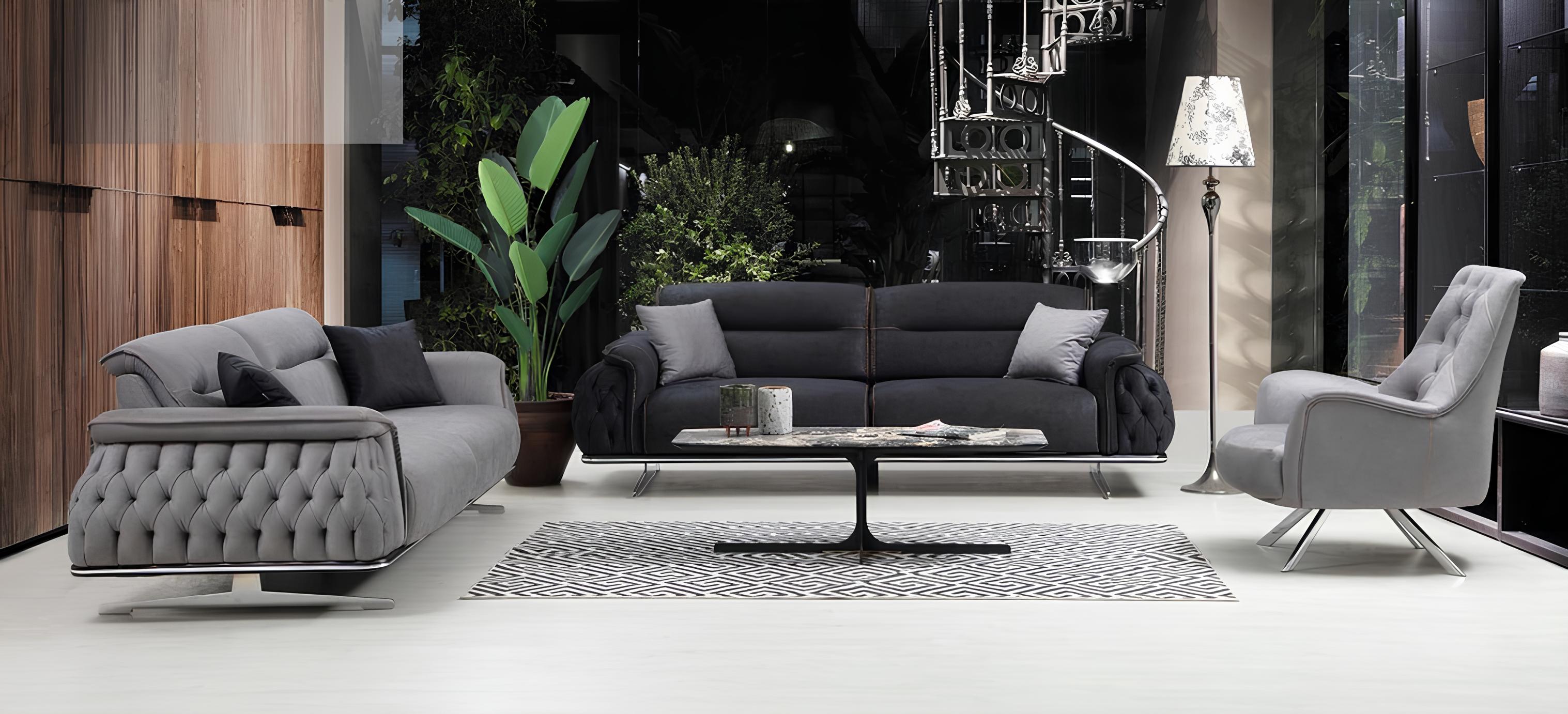 Modern Sofagarnitur 3 tlg Wohnzimmer Luxus Sofagarnitur 3+3+1 Sitzer Möbel