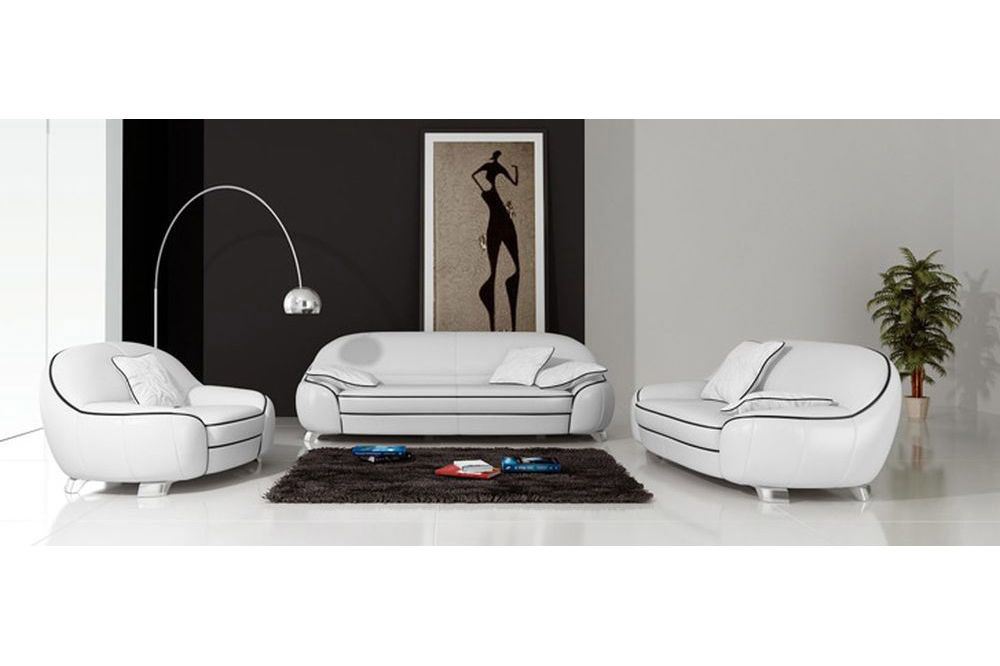 Sofagarnitur mit USB Polster Sofa Set 3+2+1 Leder Couchen Sofas Komplett 2705
