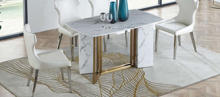 Luxus Möbel Marmor Tische 180x90cm Wohnzimmer Hotel Esszimmer Tisch Designer Neu