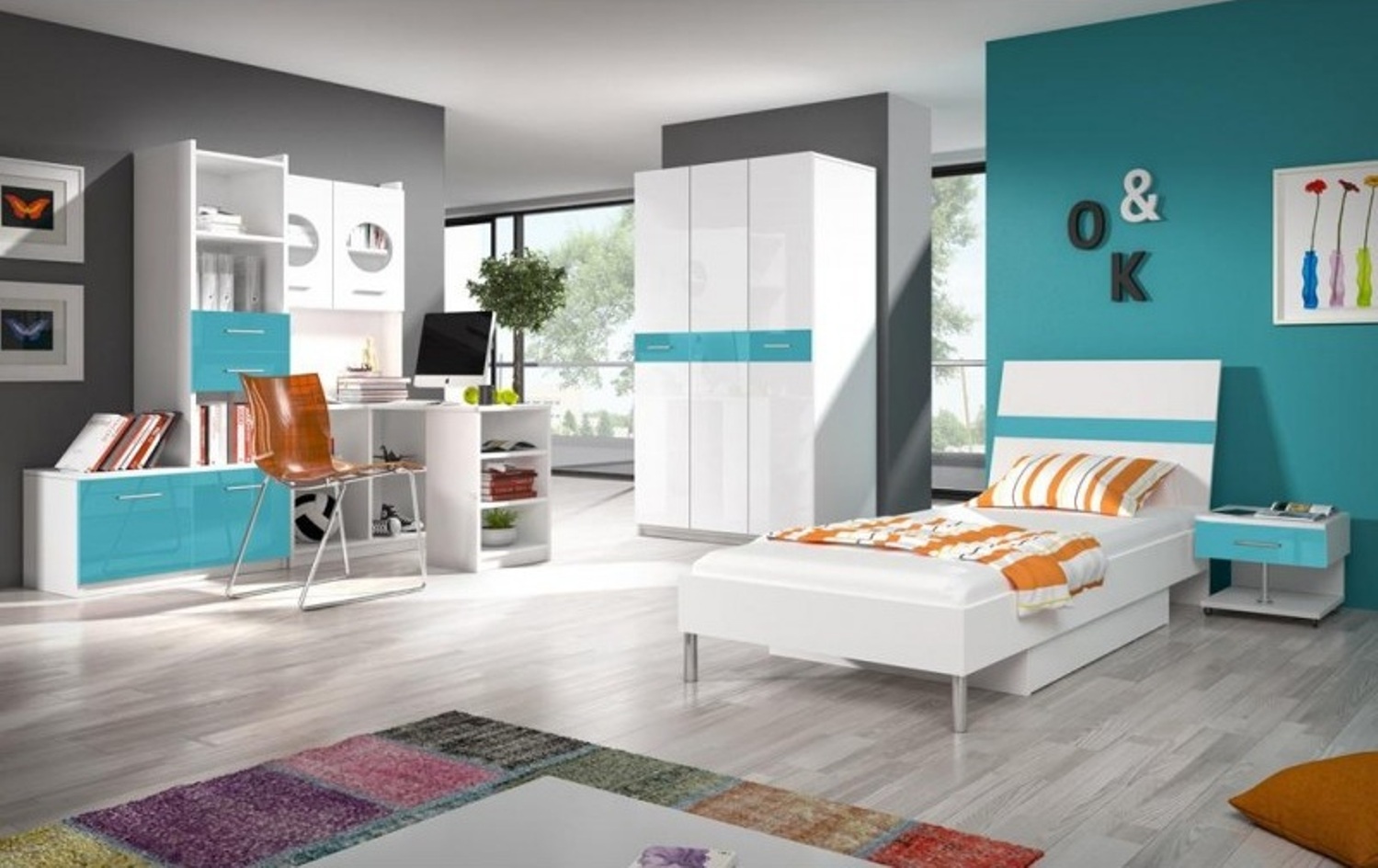 Schreibtisch Hochglanz Weiß Tisch Kinderzimmer Jugendzimmer Möbel Tische