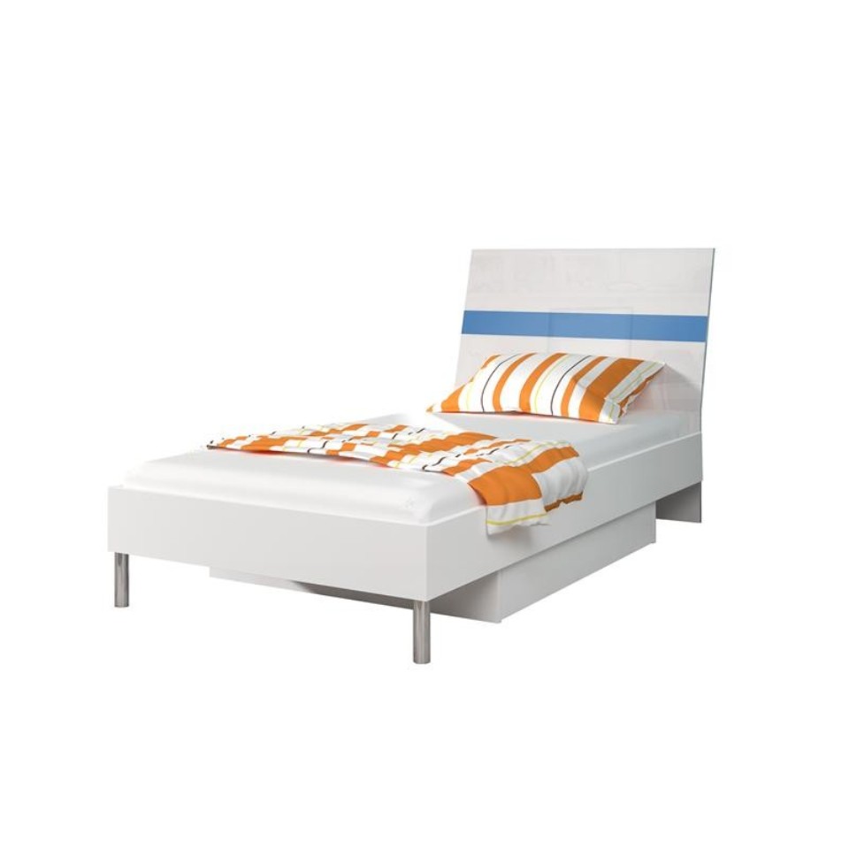 Betten Blaues Holz Design Einzelbett Hochglanz Single Kinderzimmer Bett Mädchen