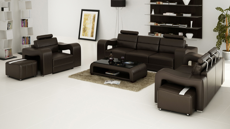 Ledersofa Couch Wohnlandschaft 3+2+1 Sitzer Garnitur Design Modern Sofa USB Neu