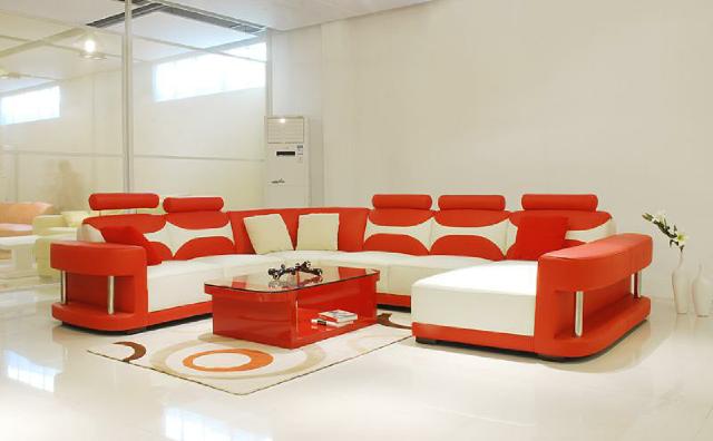 Ledersofa Polster Sitz Couch Garnitur Ecksofa Sofa Couch Wohnlandschaft mit USB