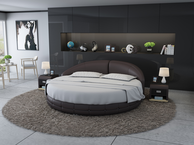 Designer Bett Polsterbett Luxusbett Doppelbett Ehebett Betten Rundes LB8844