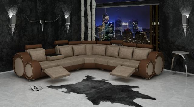 TEXTIL SOFA DESIGNERSOFA GARNITUR LEDER COUCH E- bereits aktiv -