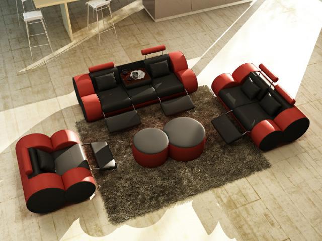 LEDER COUCH SOFAGARNITUR COUCHGARNITUR POLSTERGARNITUR SOFA 3/2/1 SITZER RELAX