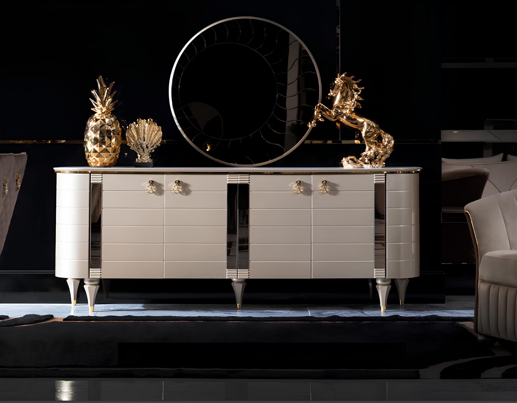 Sideboard Anrichte mit Spiegel Holzschrank Kommode Schrank Holz Neu