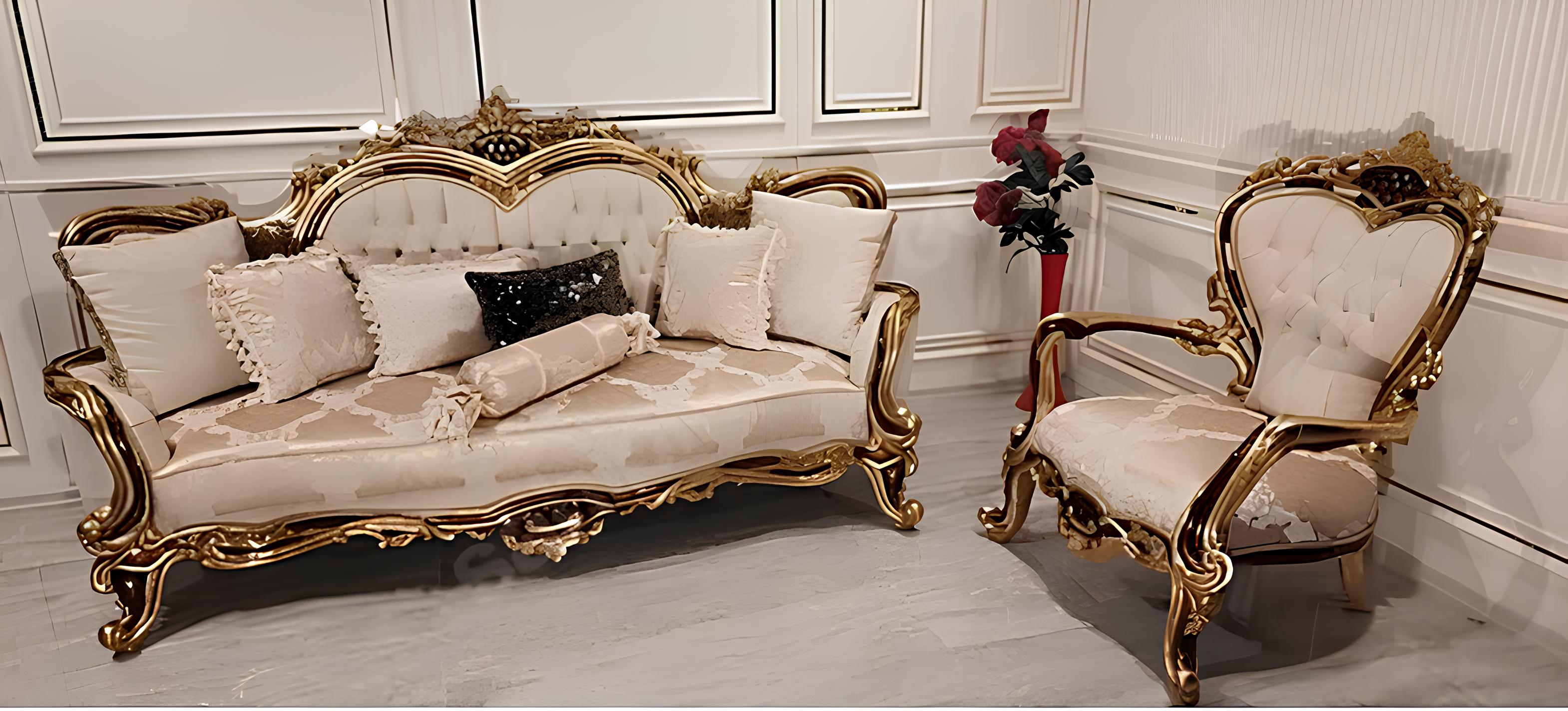 Klassische Chesterfield Couch Barock Stil Sofgarnitur Gruppe Couchen 2tlg.