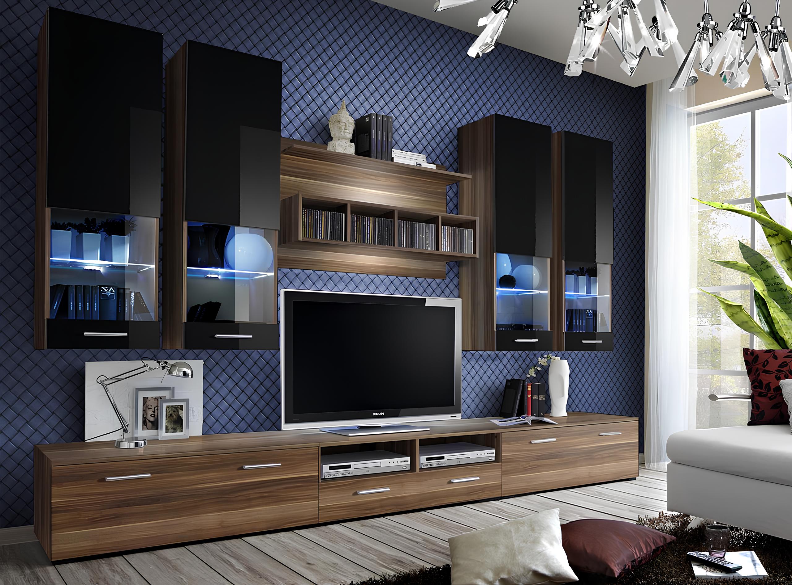 Design Wohnwand TV Ständer 4x Wandschrank Lowboard Wandregal Luxus Möbel