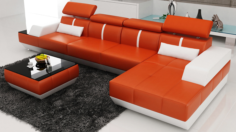 Ledersofa L-Form Couch Wohnlandschaft Ecksofa Garnitur Design Modern Sofa + USB