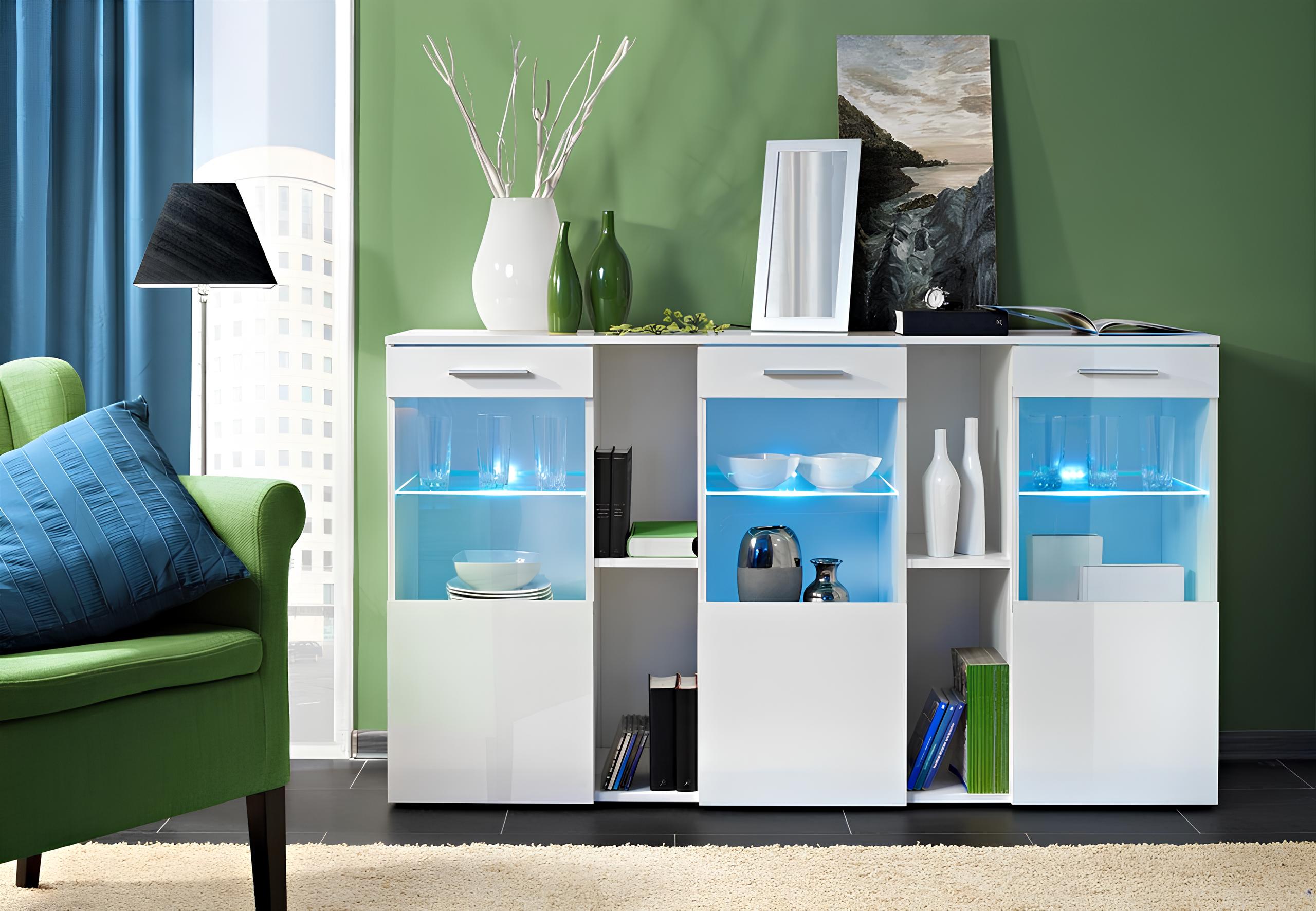 Designer Neu Weiß Kommode Luxus Wohnzimmer Modern Holz Möbel