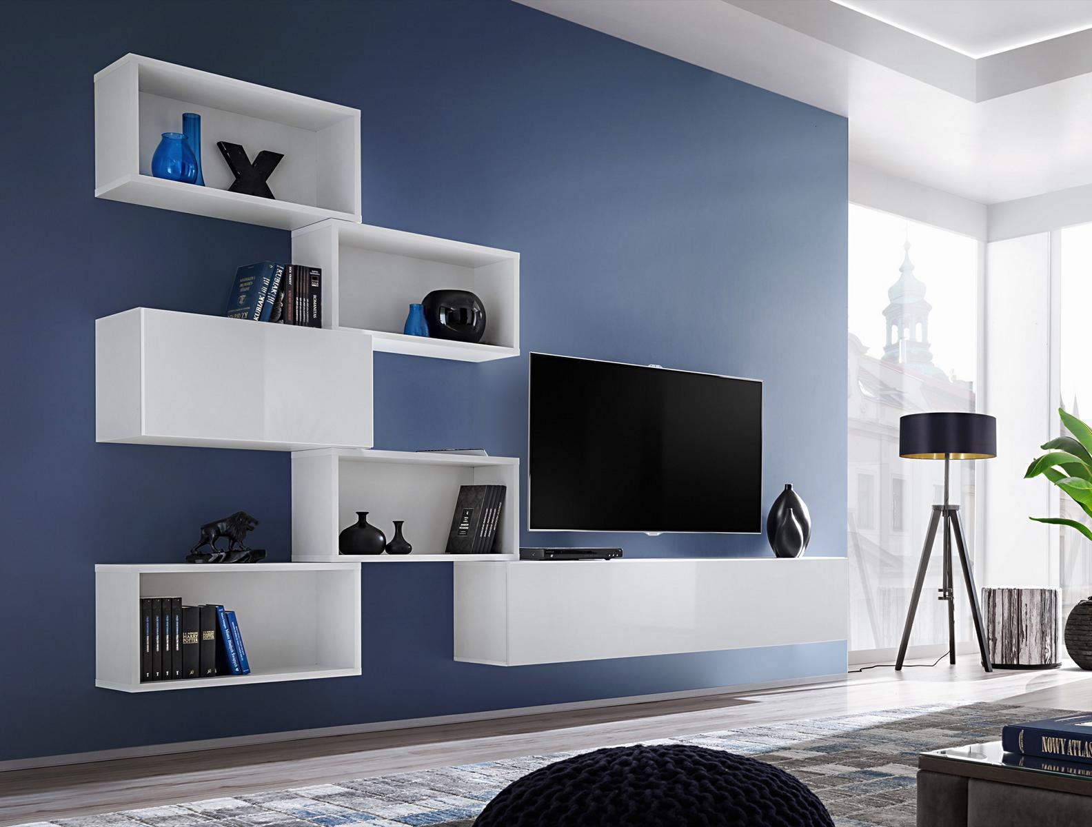 Wohnwand Wandregal tv Lowboard Regal Wohnzimmer Holz Möbel Neu