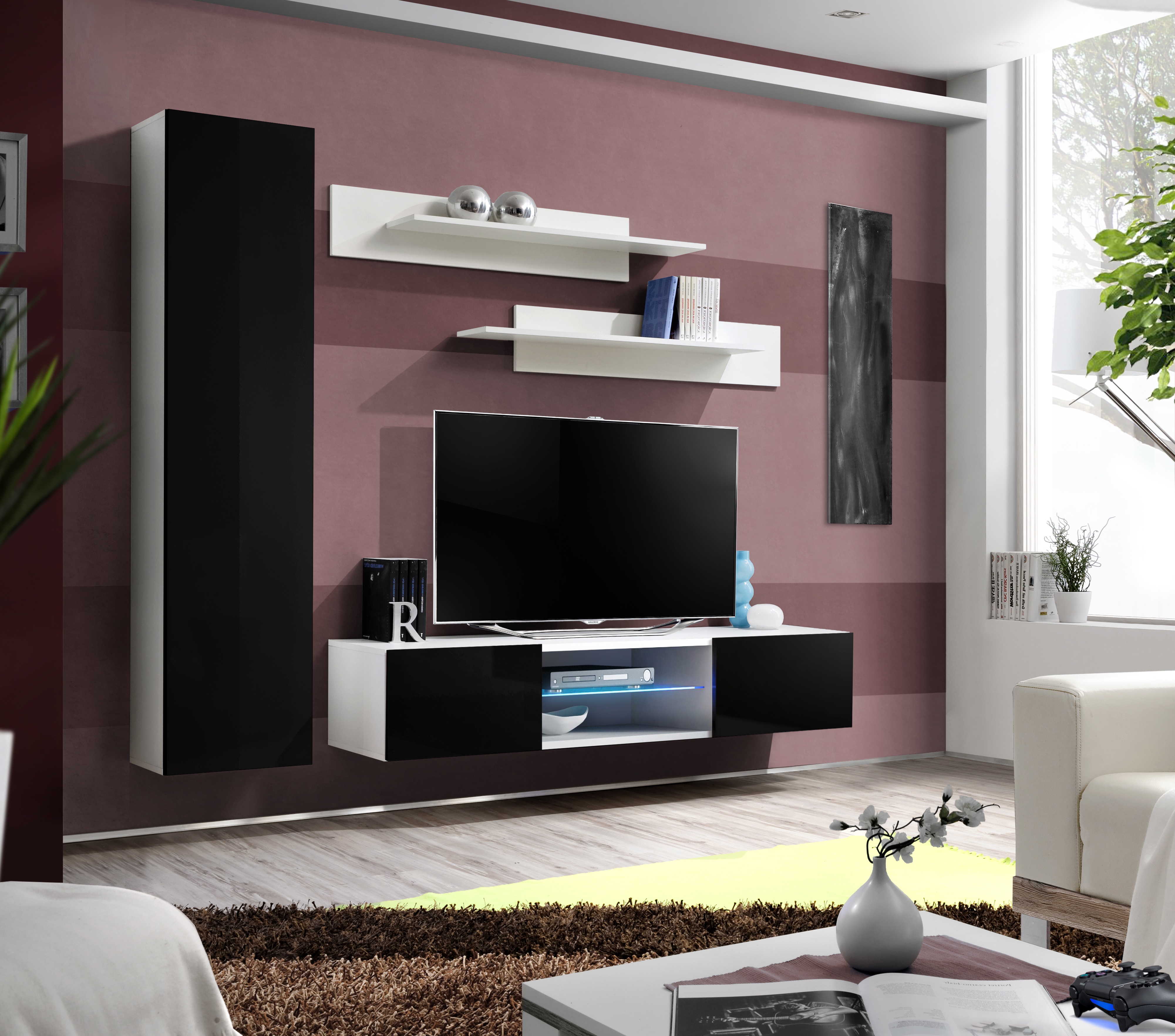 Wohnzimmer Designer Wohnwand Wand Regale Modern Stil Designer Holz Einrichtung